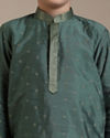 alt message - Manyavar Boys Boys Olive Green Buta Patterned Kurta Set image number 1